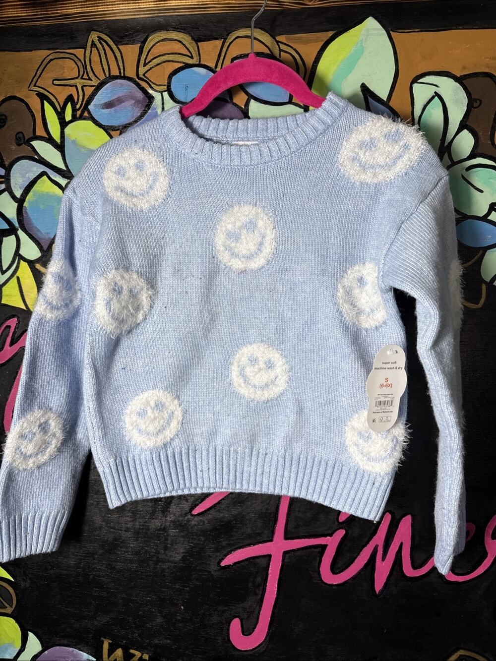Wonder Nation Girls Smiley Face Sweated, Blue, Size Small (6-6x)